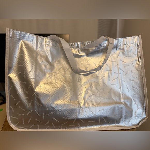 lululemon athletica Handbags - lululemon XL Metallic Silver Tote Reusable